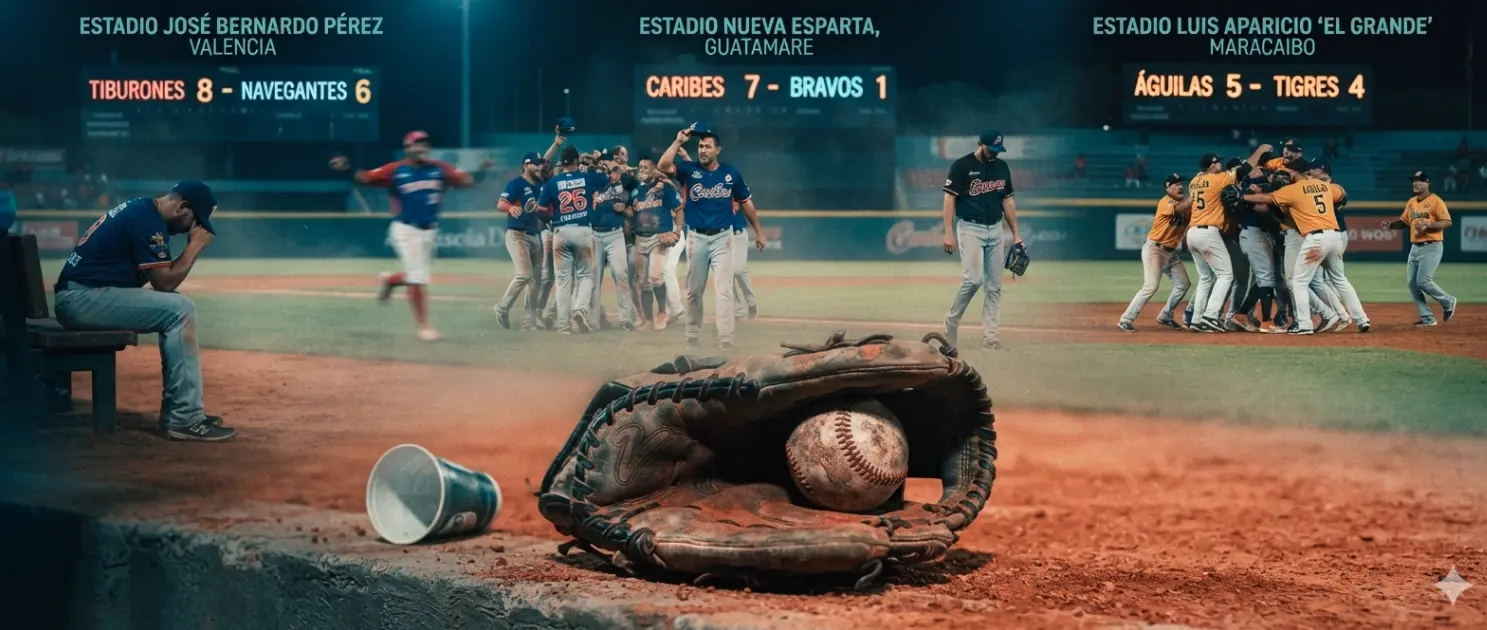 Caribes asalta la punta tras frenazo a los Tigres y Magallanes se hunde en Valencia